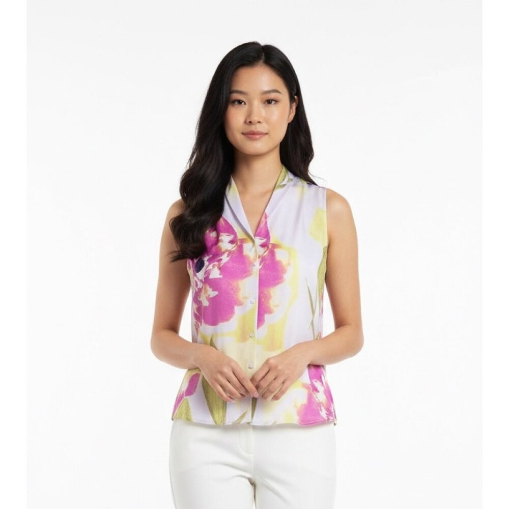 Worthington Watercolor Floral Sleeveless Blouse XS